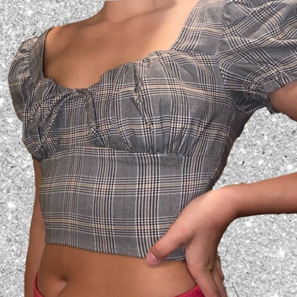 Forever 21 Checkered Milkmaid Crop Top